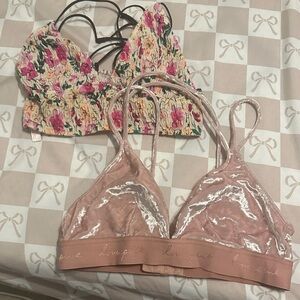 PINK Victoria's Secret Floral and Velvet Bralette Set
